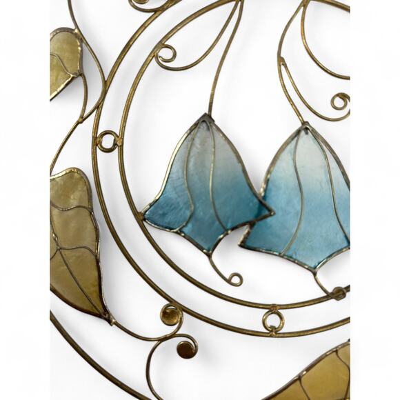 Vintage Round Capiz Shell Floral Suncatcher, 7.5" Hanging Decor - Picture 2 of 10